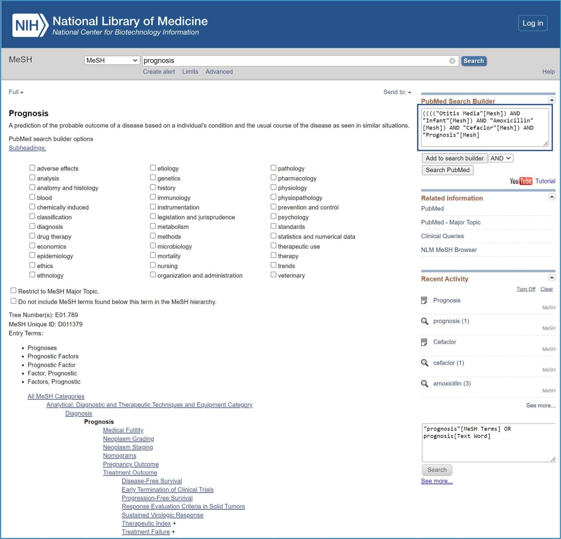 Búsqueda en Pubmed con términos MeSH. Cadena de búsqueda