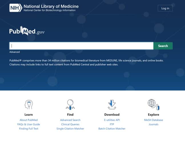 Simple search using PubMed