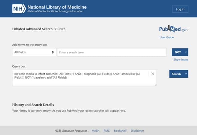 Advanced search in Pubmed.